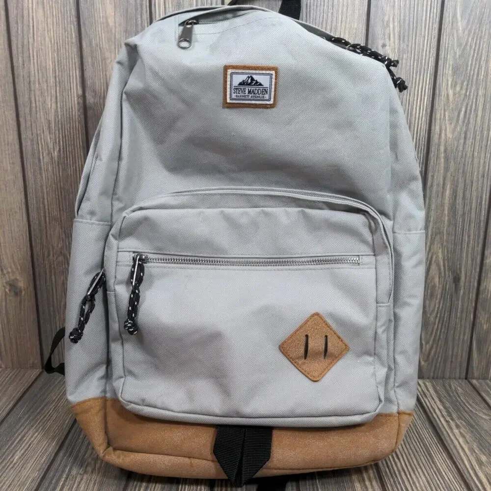 Steve Madden Barnett Avenue‎ Gray Backpack School Travel Mountain Logo Unisex